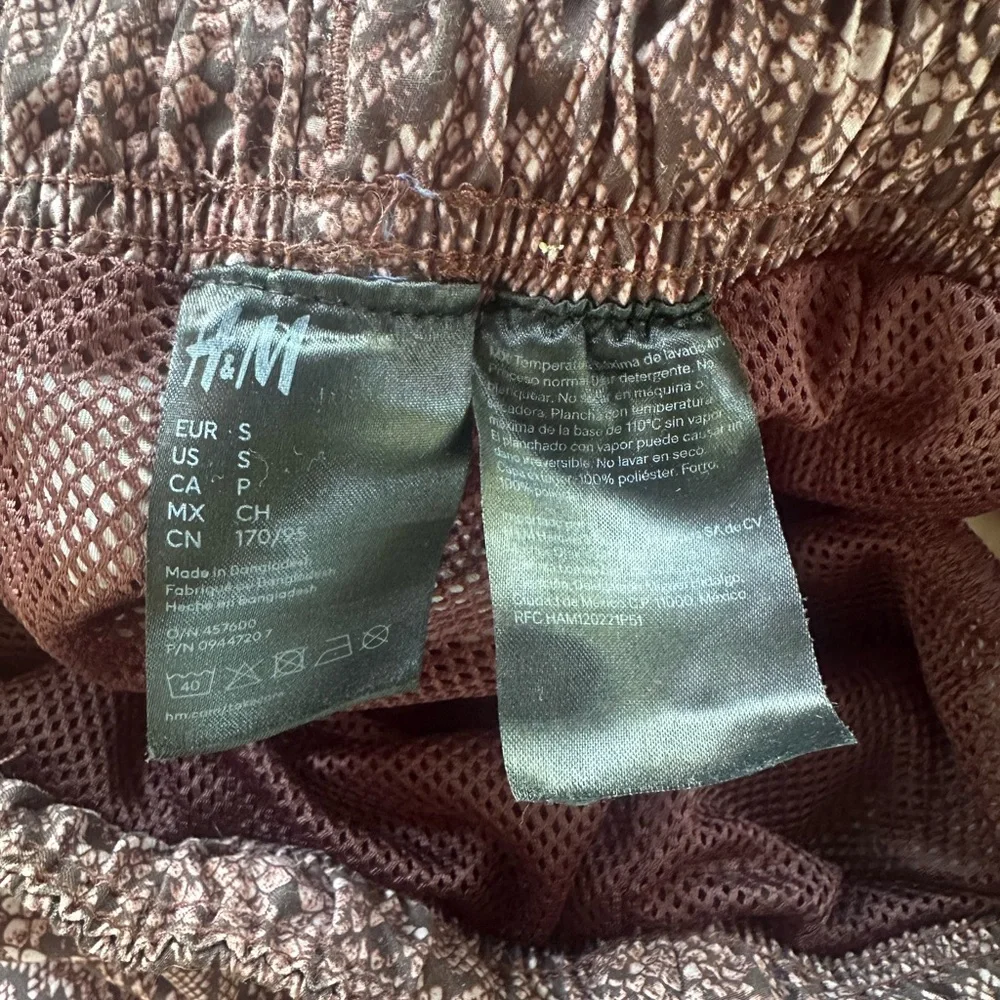 H&M Snake-Print Drawstring Swim Trunks - Brown & Black